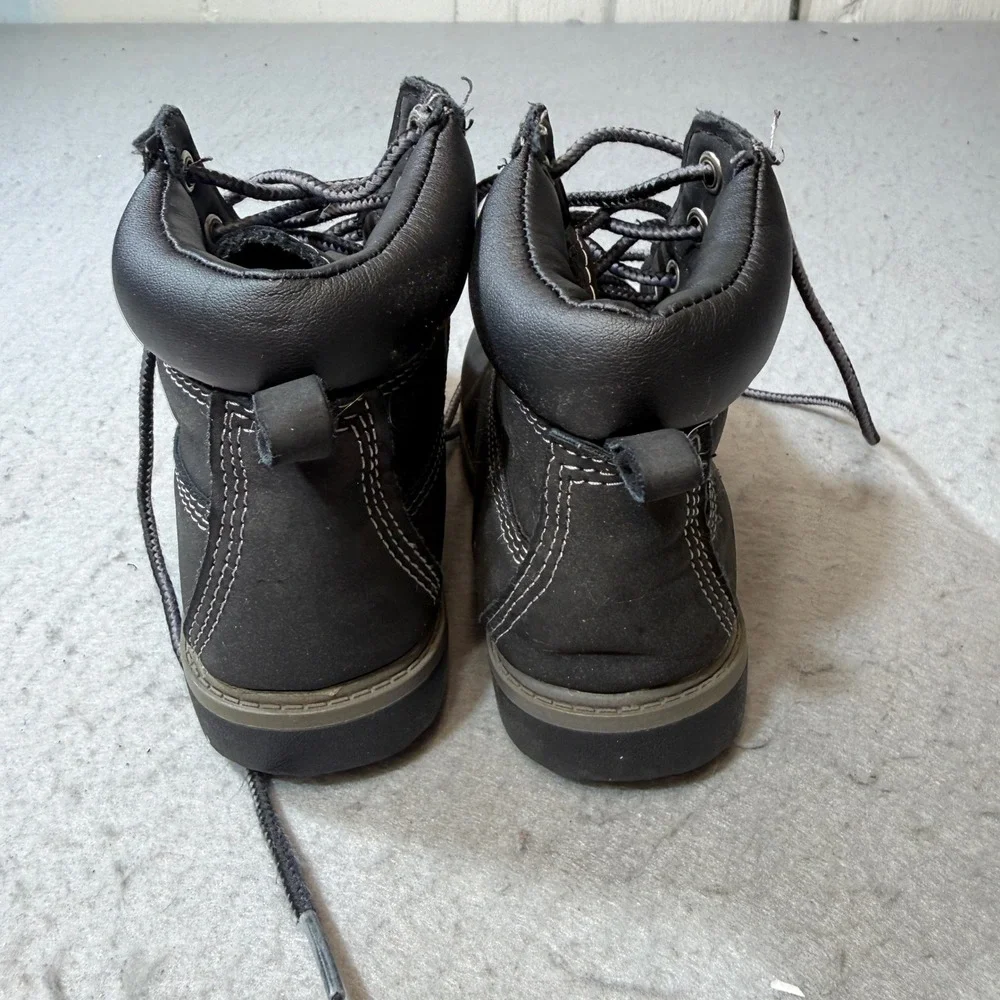 Wonder Nation Work Boots Kids‎ Size 12 Black Good Lace Up Contrast Stitching